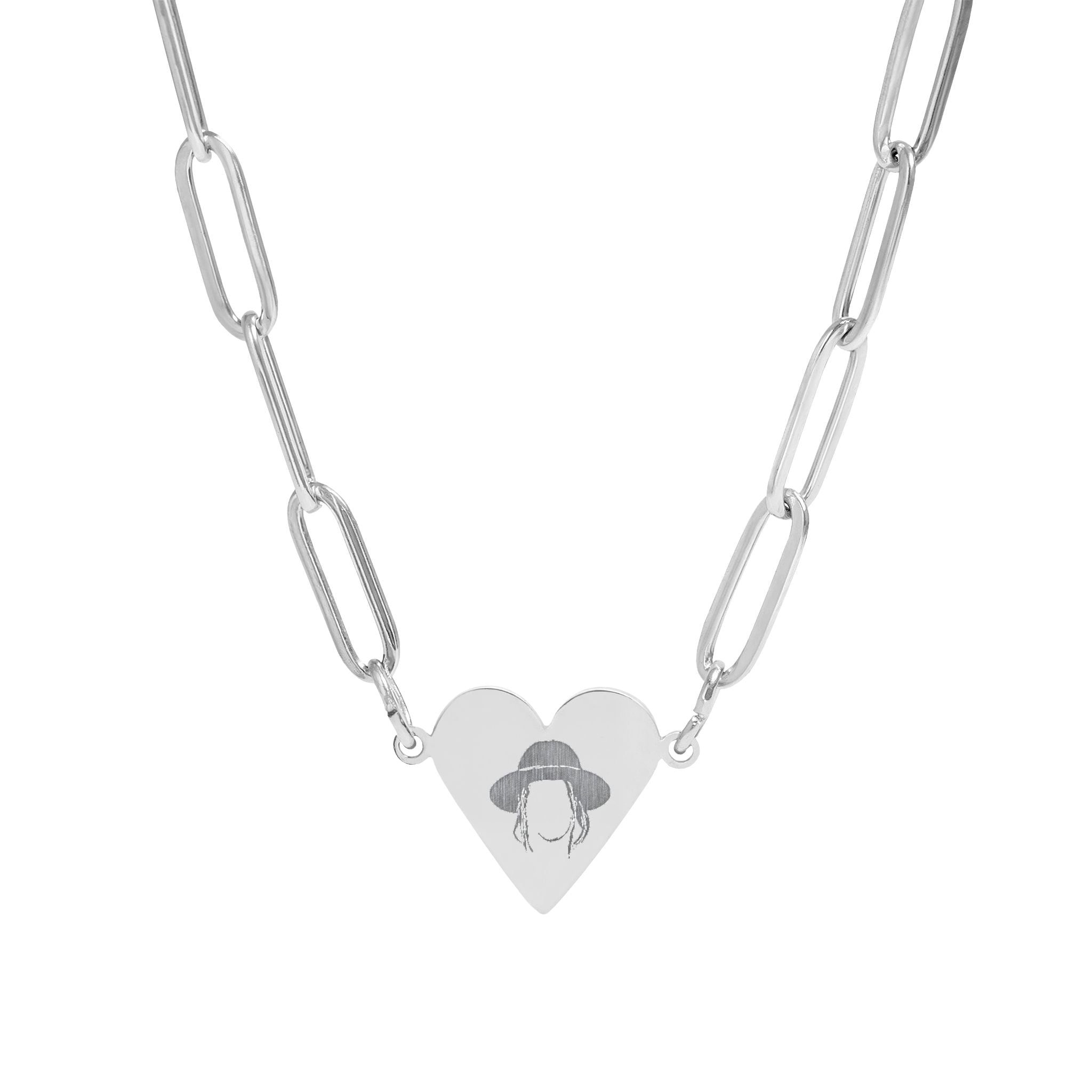 Paperclip Heart Necklace (Engraving)