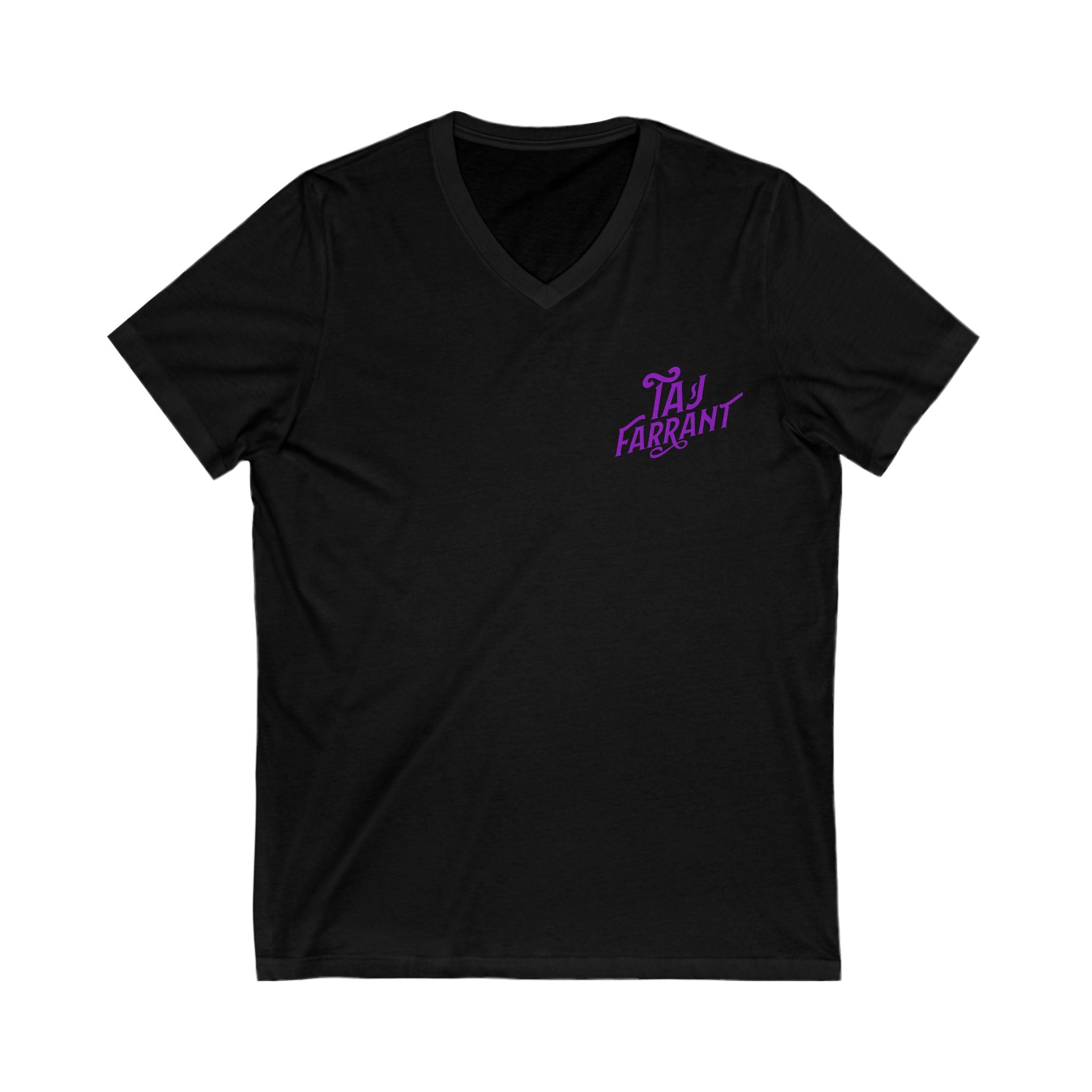 Taj Farrant Purple Logo: Unisex V-Neck Tee