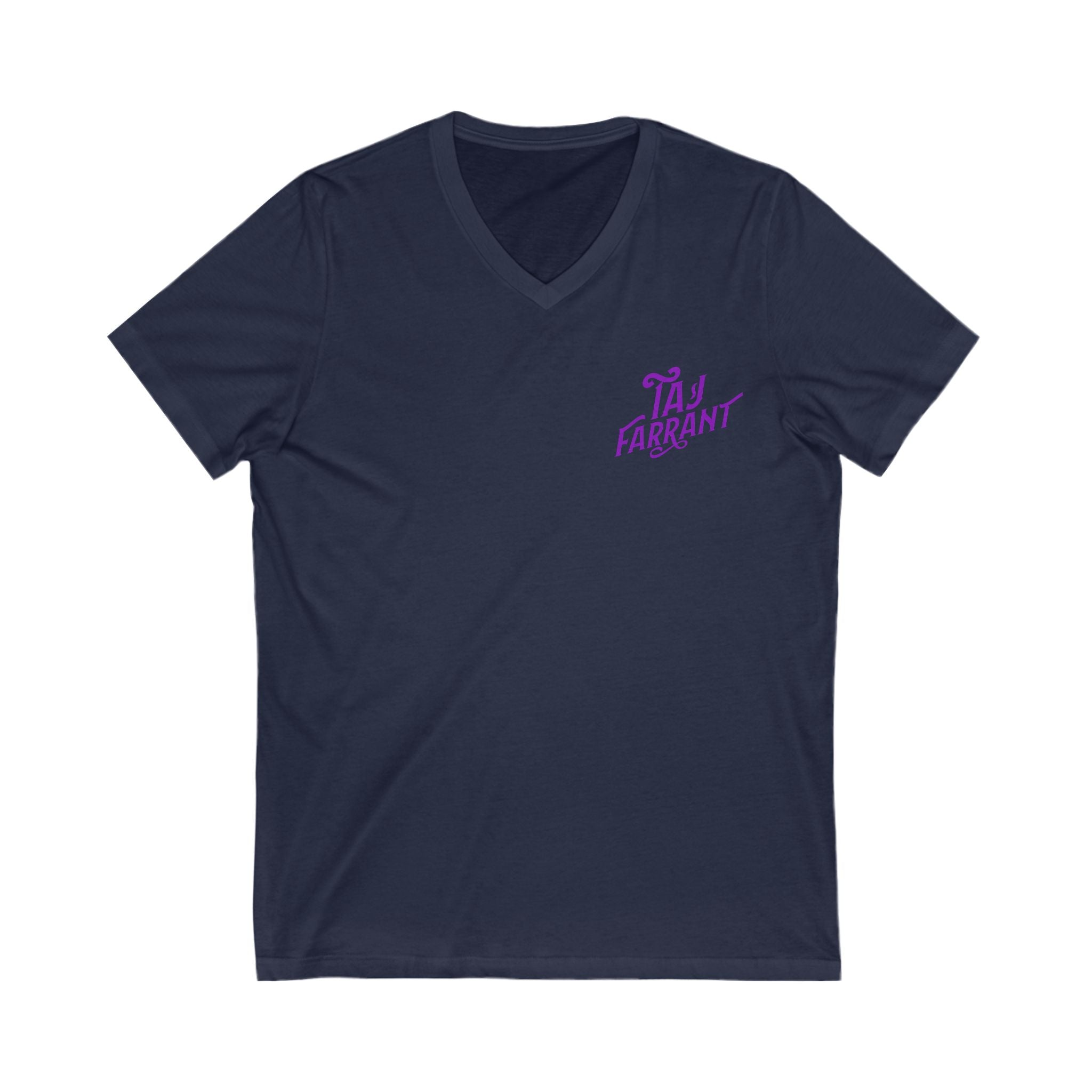 Taj Farrant Purple Logo: Unisex V-Neck Tee