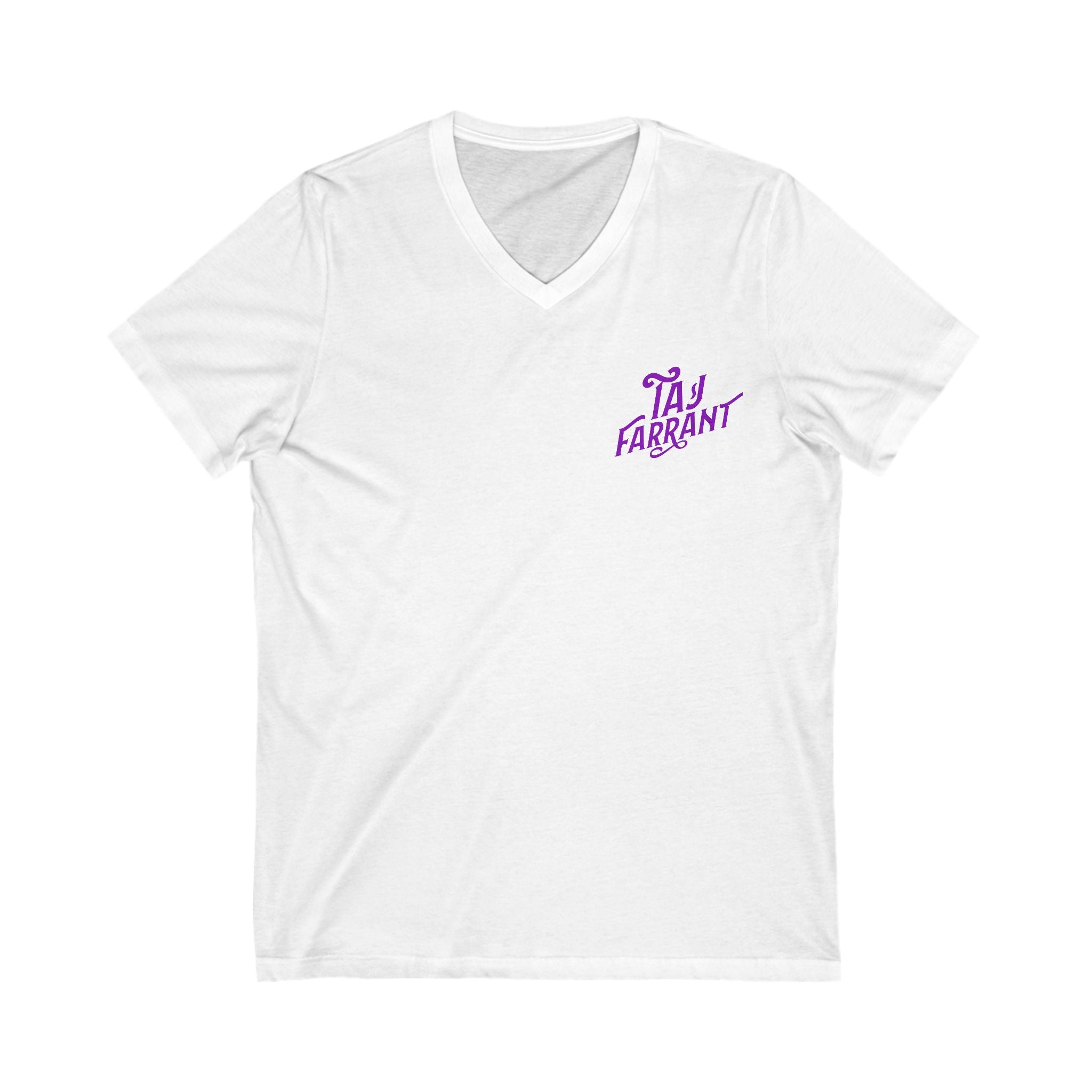 Taj Farrant Purple Logo: Unisex V-Neck Tee