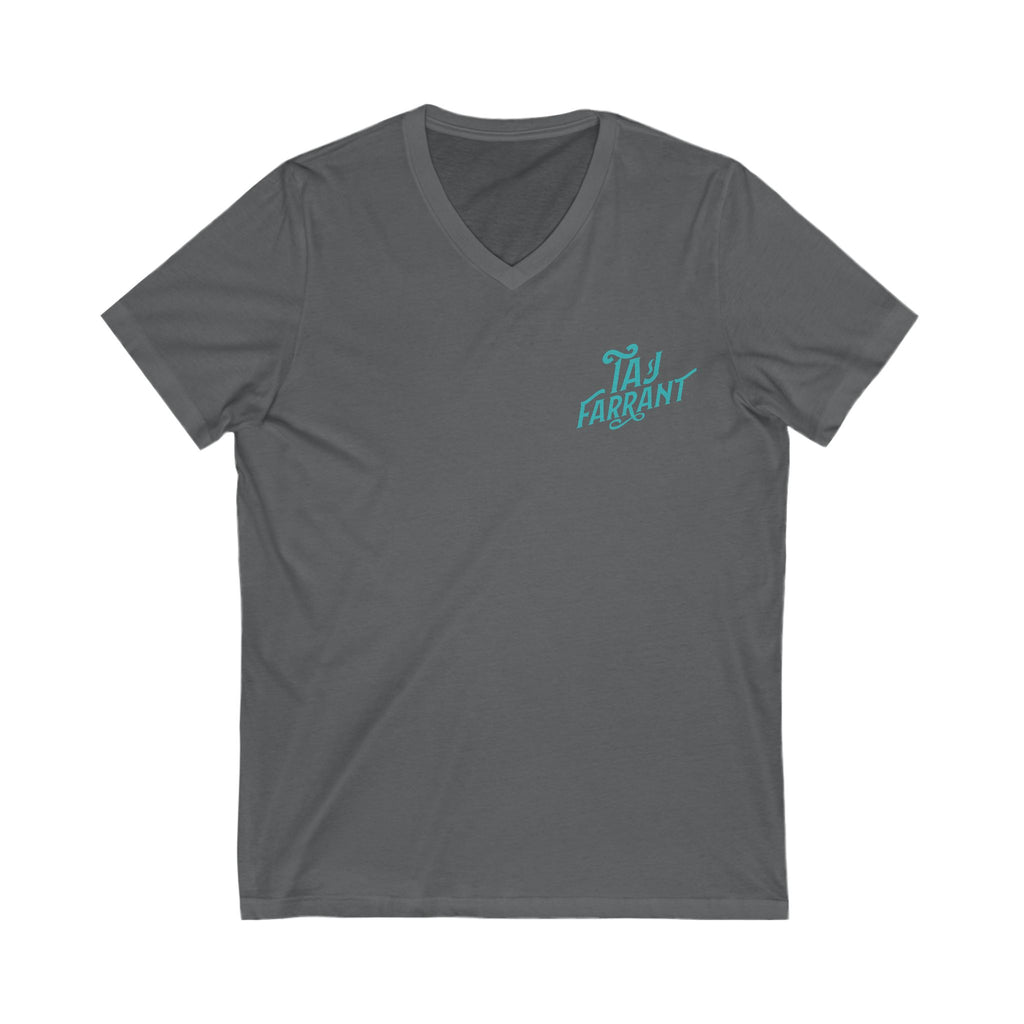 Taj Farrant Teal Logo: Unisex V-Neck Tee