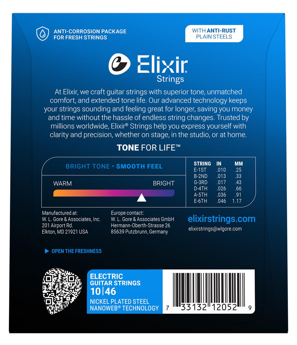 Elixir, Electric Guitar Strings, Nickel Plated Steel-NANOWEB, 4-Pack