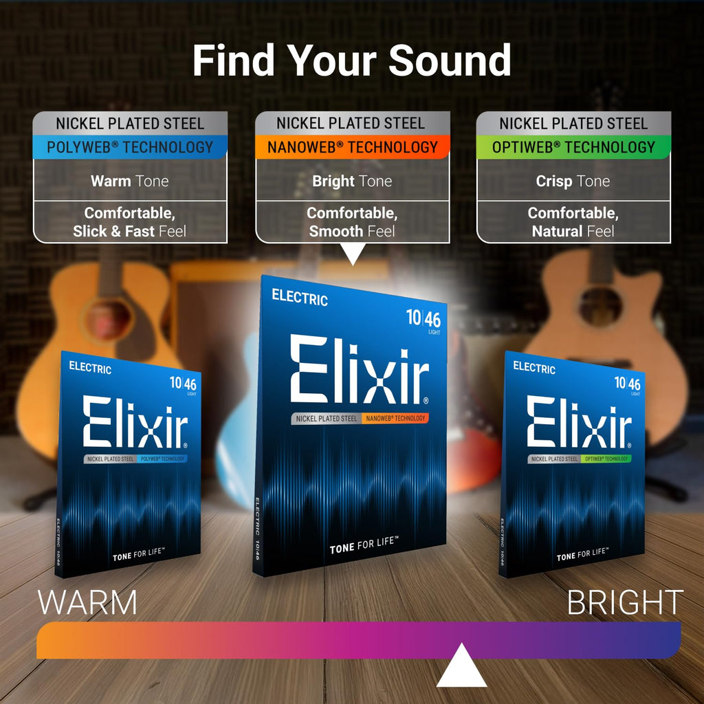 Elixir, Electric Guitar Strings, Nickel Plated Steel-NANOWEB, 4-Pack