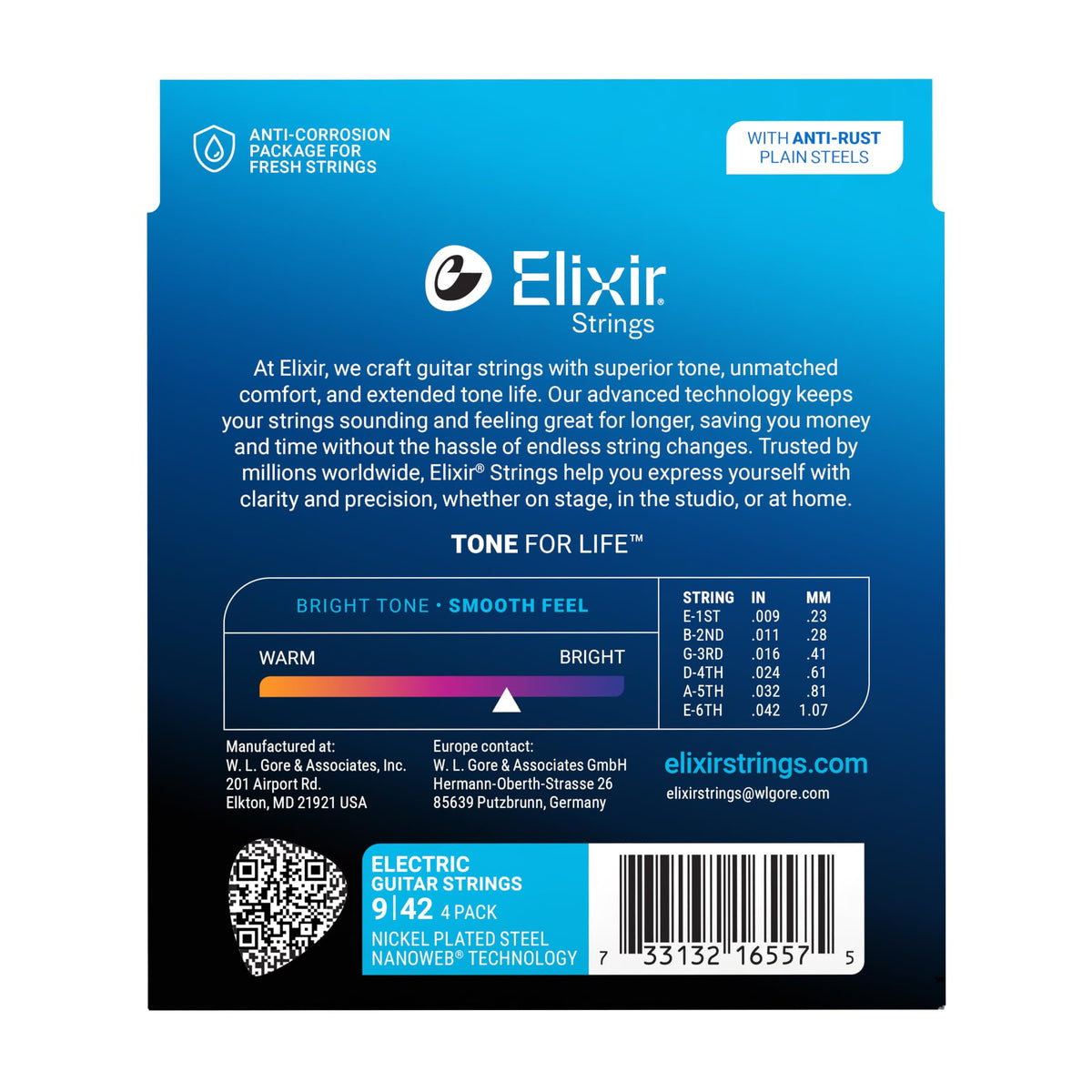 Elixir, Electric Guitar Strings, Nickel Plated Steel-NANOWEB, 4-Pack
