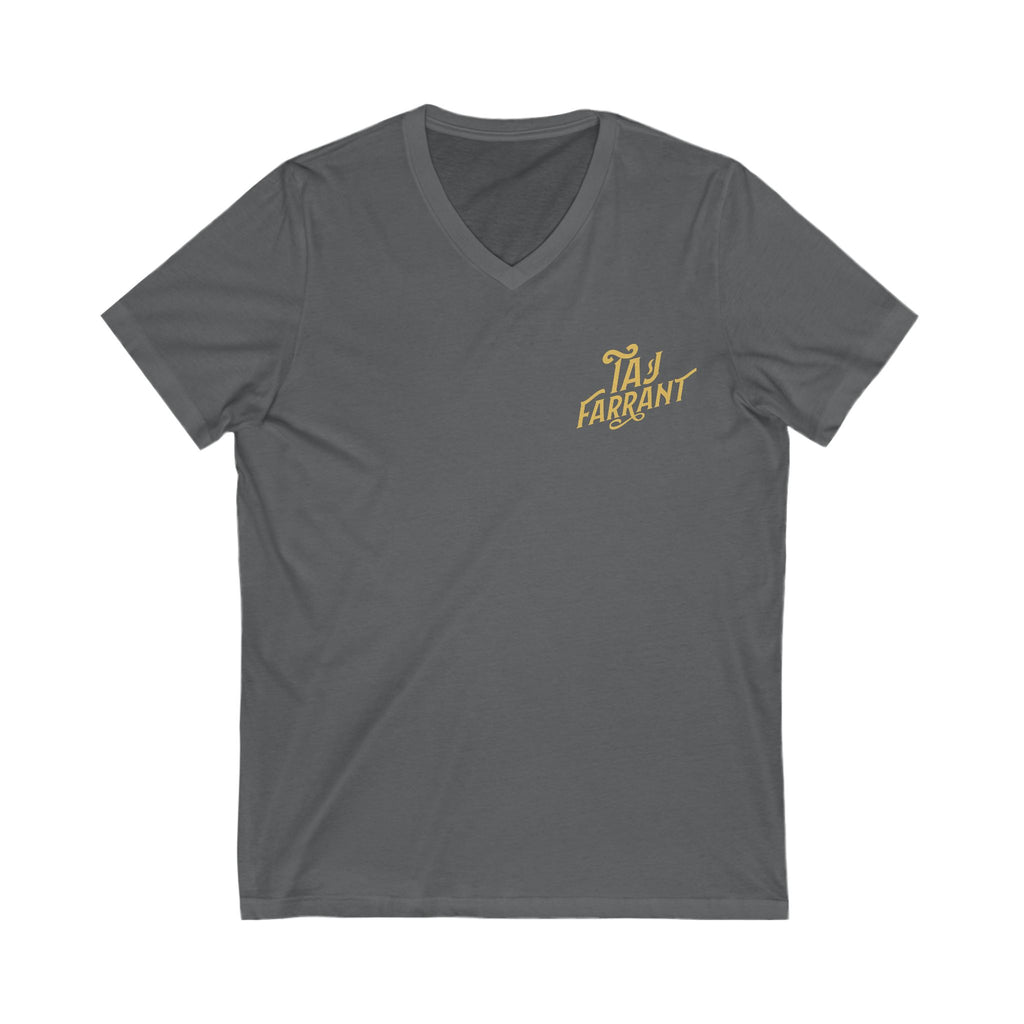 Taj Farrant Gold Logo: Unisex V-Neck Tee